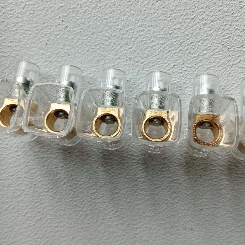 Morsetti unipolari da 2,5mmq connettori trasparenti in stecca da 10 pezzi cadauno