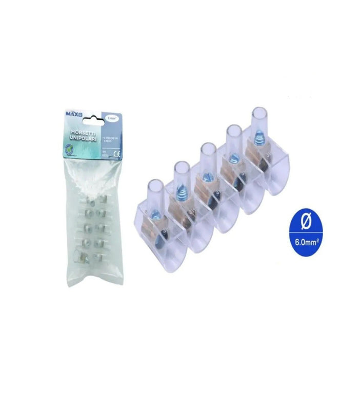 Morsettiera Morsetti Terminali Unipolari Sezione 6mmÂ² 2 Stecche Da 5 Pezzi 83312         