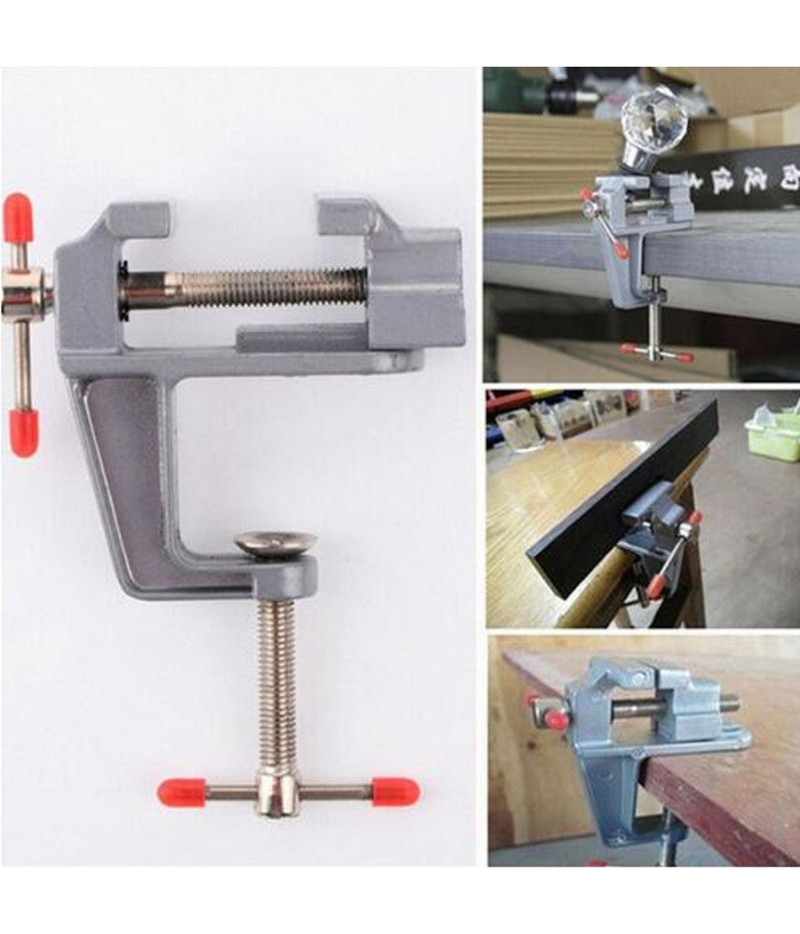 Morsetto Mini Morsa Supporto Regolabile Girevole Metallo Lampada Tavolo Perno         