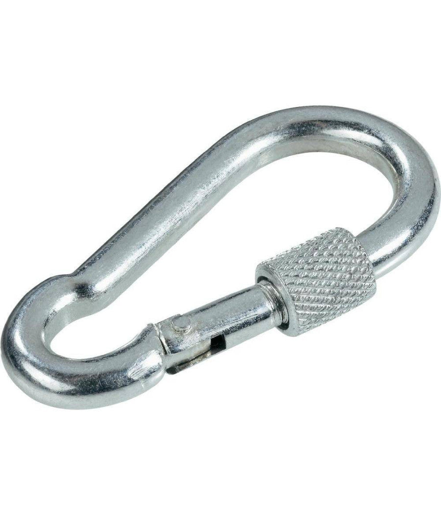 Moschettone Con Chiusura Acciaio Aggancio Di Sicurezza Con Ghiera A Vite 80 Mm         