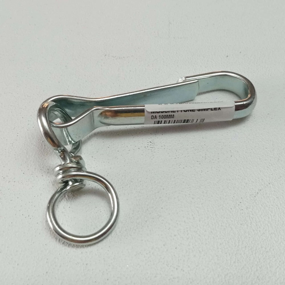 Moschettone simplex 120mm moschettone in ferro zincato con girello