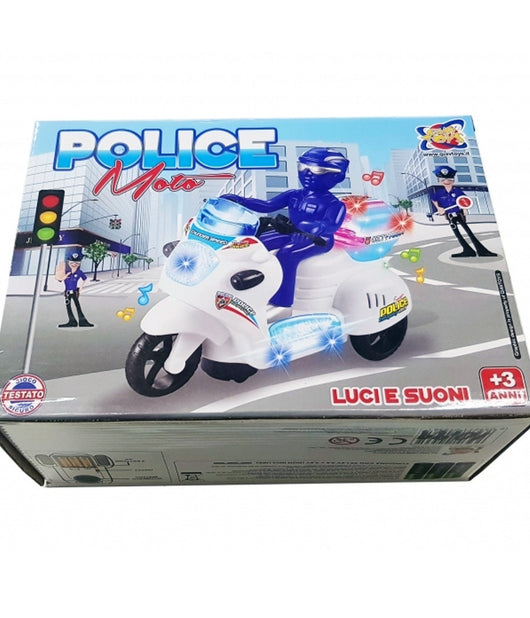 Moto Motocicletta Poliziotto Con Led Luci Suoni Pilota Police Speed Gioco Bimbo         