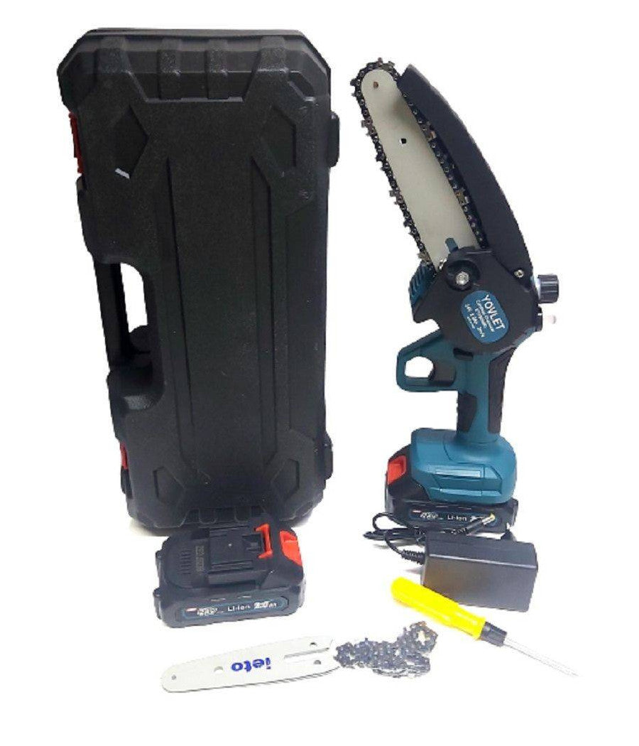 Motosega 24v 2 Lame 4-6" Serbatoio Olio Tagliarami Elettrosega 2 Batterie Elettrica         