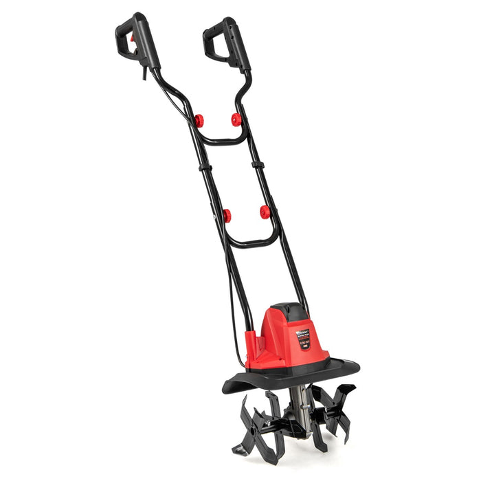 Motocoltivatore da giardino pieghevole con larghezza, Motozappa elettrica a filo di lavoro 32cm e profondit¨¤ 22cm Rosso-Deposito utensili Tool