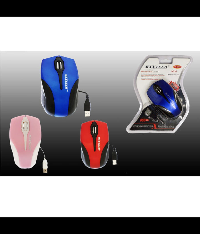 Mouse Con Cavo Usb Ottico Mini Con Filo Per Computer Pc Portatile Notebook Maxtech M-z008         