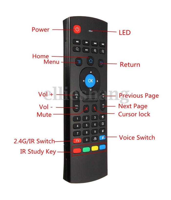 Mouse E Tastiera Telecomando Per Android Tv Box Mx 3 U5e7 2.4ghz Senza Fili         