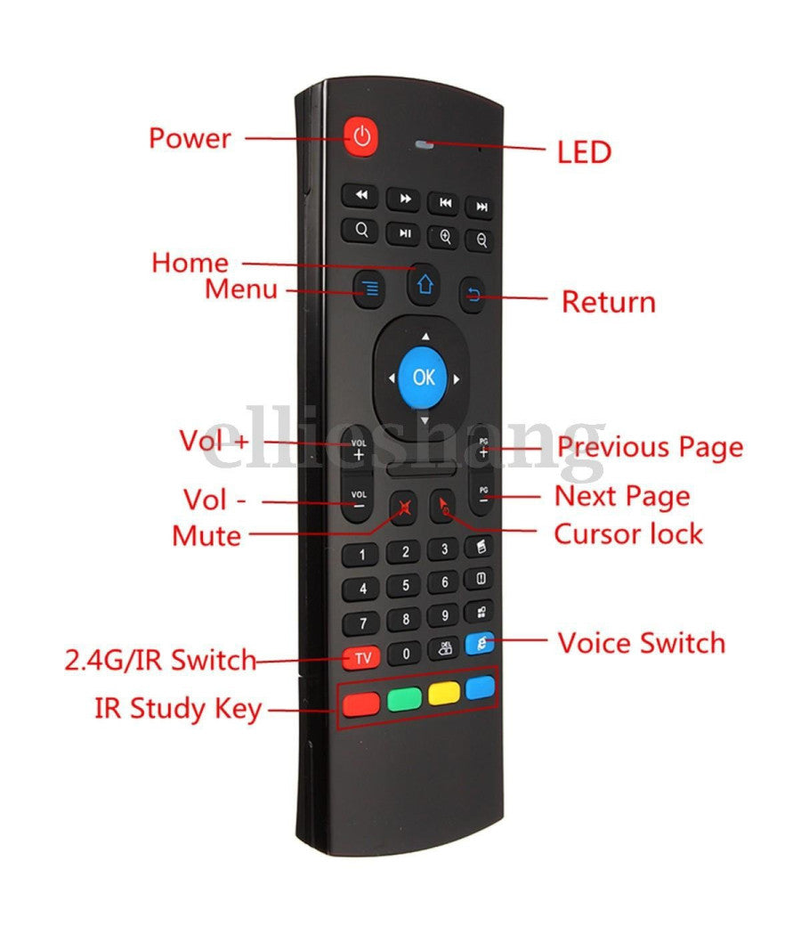 Mouse E Tastiera Telecomando Per Android Tv Box Mx 3 U5e7 2.4ghz Senza Fili         