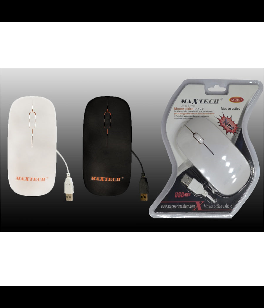Mouse Filo Usb2 Ottico Per Computer Pc Compatibile Con Windows Maxtech M-z007         