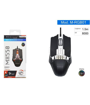 Mouse Gaming Con Cavo Luci Rgb Pulsanti 8000 Dpi Per Laptop Pc Notebook M-rgb01         