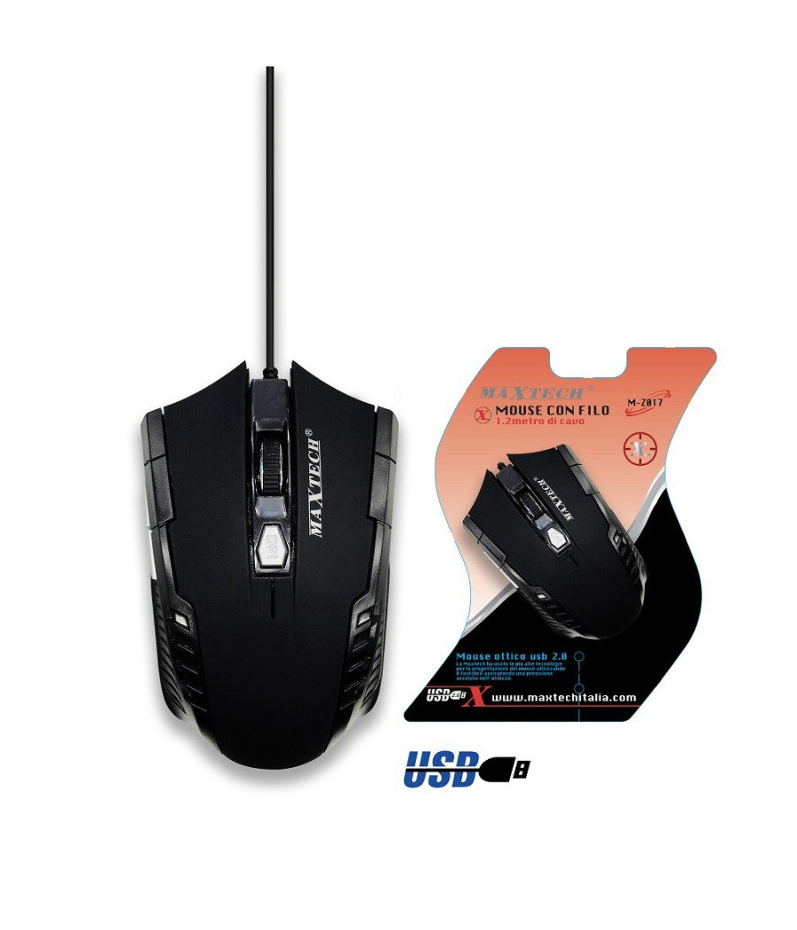 Mouse Gaming Con Cavo Usb Ottico Mini Con Filo Per Computer Pc Da Gioco Maxtech M-z017         