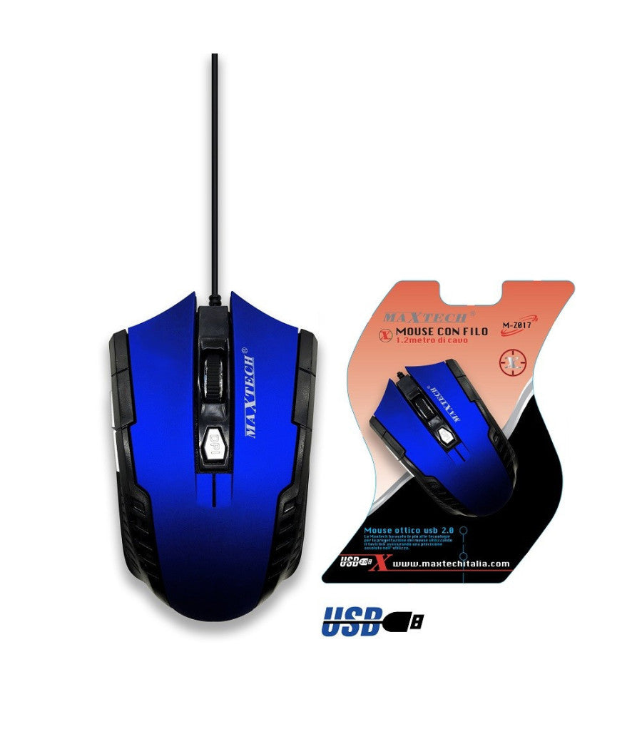 Mouse Gaming Con Cavo Usb Ottico Mini Con Filo Per Computer Pc Da Gioco Maxtech M-z017         