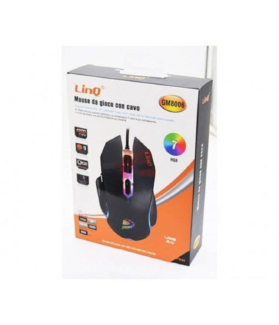 Mouse Gaming Da Gioco Con Filo Usb 2.0 Dpi Regolabile 4800dpi 7 Luci Rgb Gm8006         