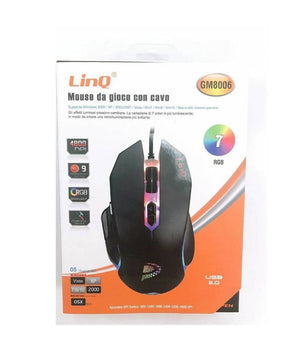 Mouse Gaming Da Gioco Con Filo Usb 2.0 Dpi Regolabile 4800dpi 7 Luci Rgb Gm8006         