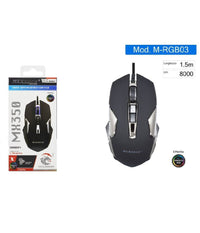 Mouse Gaming Rgb Con Filo Usb Luminoso 8000 Dpi Per Notebook Laptop Pc M-rgb03         