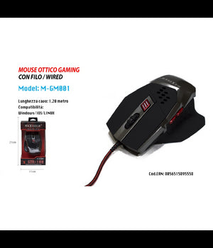 Mouse Gioco 6 Tasti Squadrato Ottico Cursore Precisione Luci Led Maxtech M-gm001         