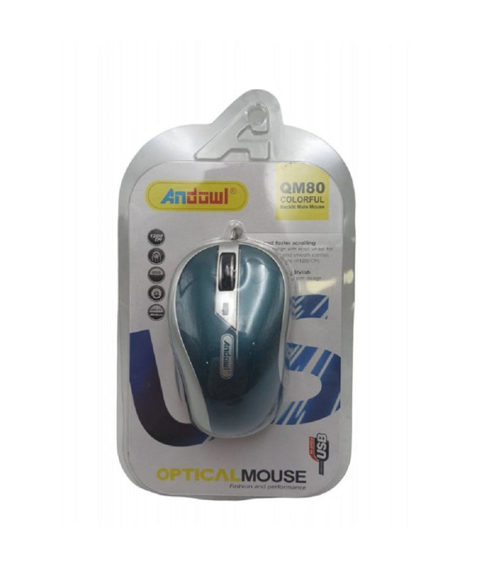 Mouse Ottico Con Cavo Usb Silenzioso Cablato Per Computer Pc Notebook Qm80         