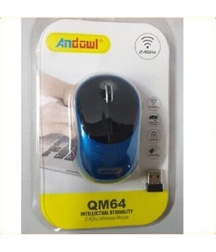 Mouse Ottico Senza Fili Wireless Usb 3200 Dpi 2,4ghz Ergonomico Vari Colori Qm64         
