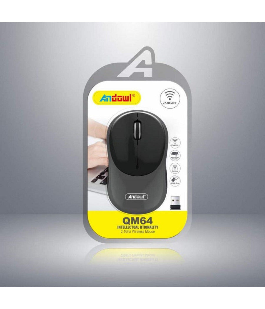 Mouse Ottico Senza Fili Wireless Usb 3200 Dpi 2,4ghz Ergonomico Vari Colori Qm64         