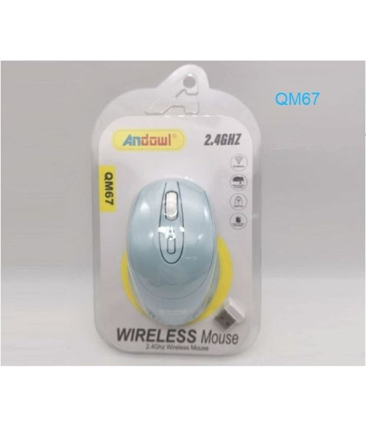Mouse Senza Fili Sensore Ottico Wireless 2.4ghz Distanza 6/10 Metri Per Pc Qm67         
