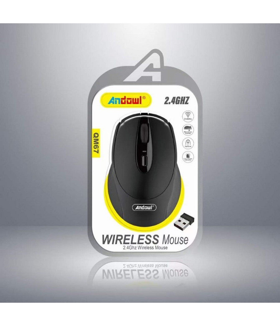 Mouse Senza Fili Sensore Ottico Wireless 2.4ghz Distanza 6/10 Metri Per Pc Qm67         