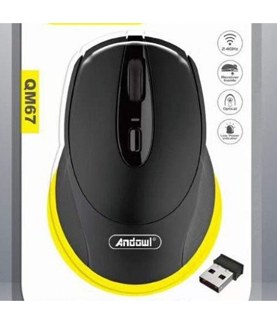 Mouse Senza Fili Sensore Ottico Wireless 2.4ghz Distanza 6/10 Metri Per Pc Qm67         