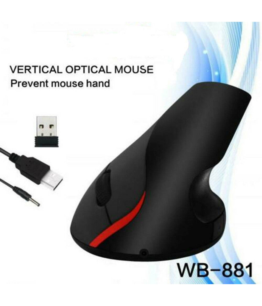 Mouse Verticale Wireless Ergonomico Polso Gomito Tennista Tunnel Carpale 6 Tasti         
