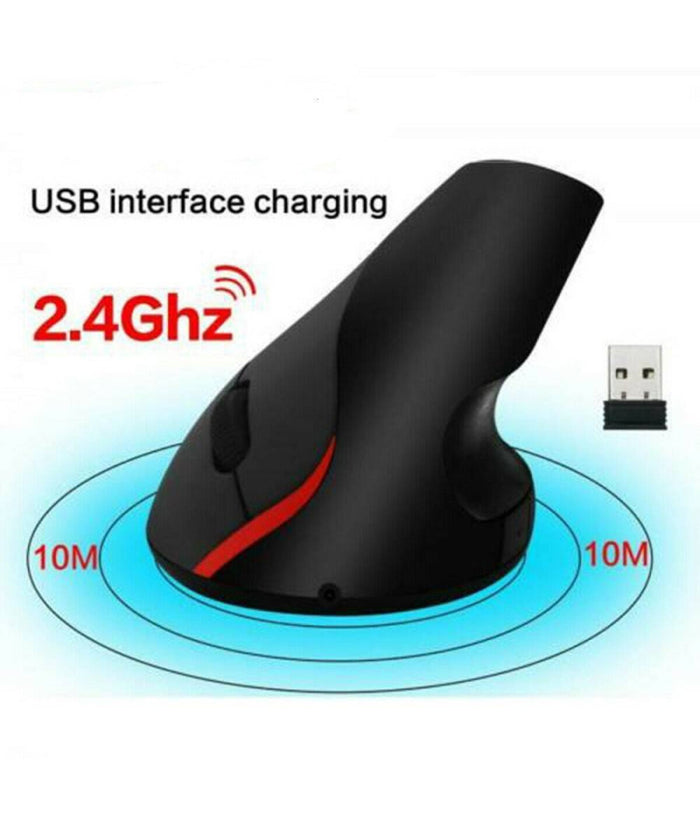 Mouse Verticale Wireless Ergonomico Polso Gomito Tennista Tunnel Carpale 6 Tasti         