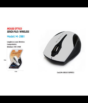 Mouse Wifi Pc Computer Usb2.0 Senza Fili Wireless 2.4 Ghz Maxtech Win-ios M-z001         