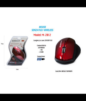 Mouse Wifi Wireless Senza Filo Portatile Pc Computer 1600dpi 2.4ghz Maxtech M-z012         