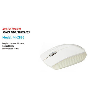 Mouse Wireless Da 2.4 Ghz Senza Filo Ultra Slim Bianco - Nero Pc Tablet Design         