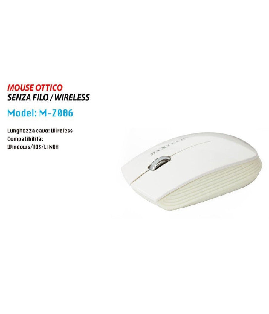 Mouse Wireless Da 2.4 Ghz Senza Filo Ultra Slim Bianco - Nero Pc Tablet Design         