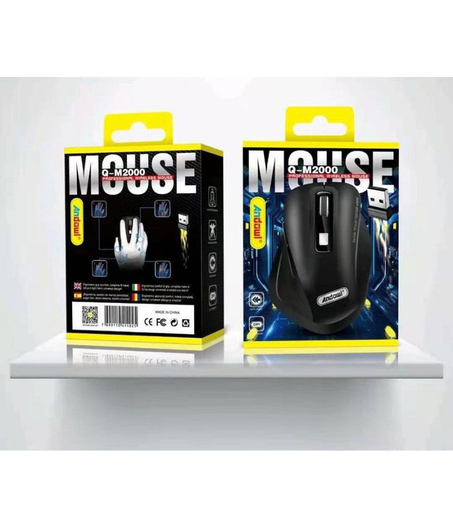 Mouse Wireless Ottico Professionale Ergonomico 2400dpi Dongle Usb Per Pc Q-m2000         