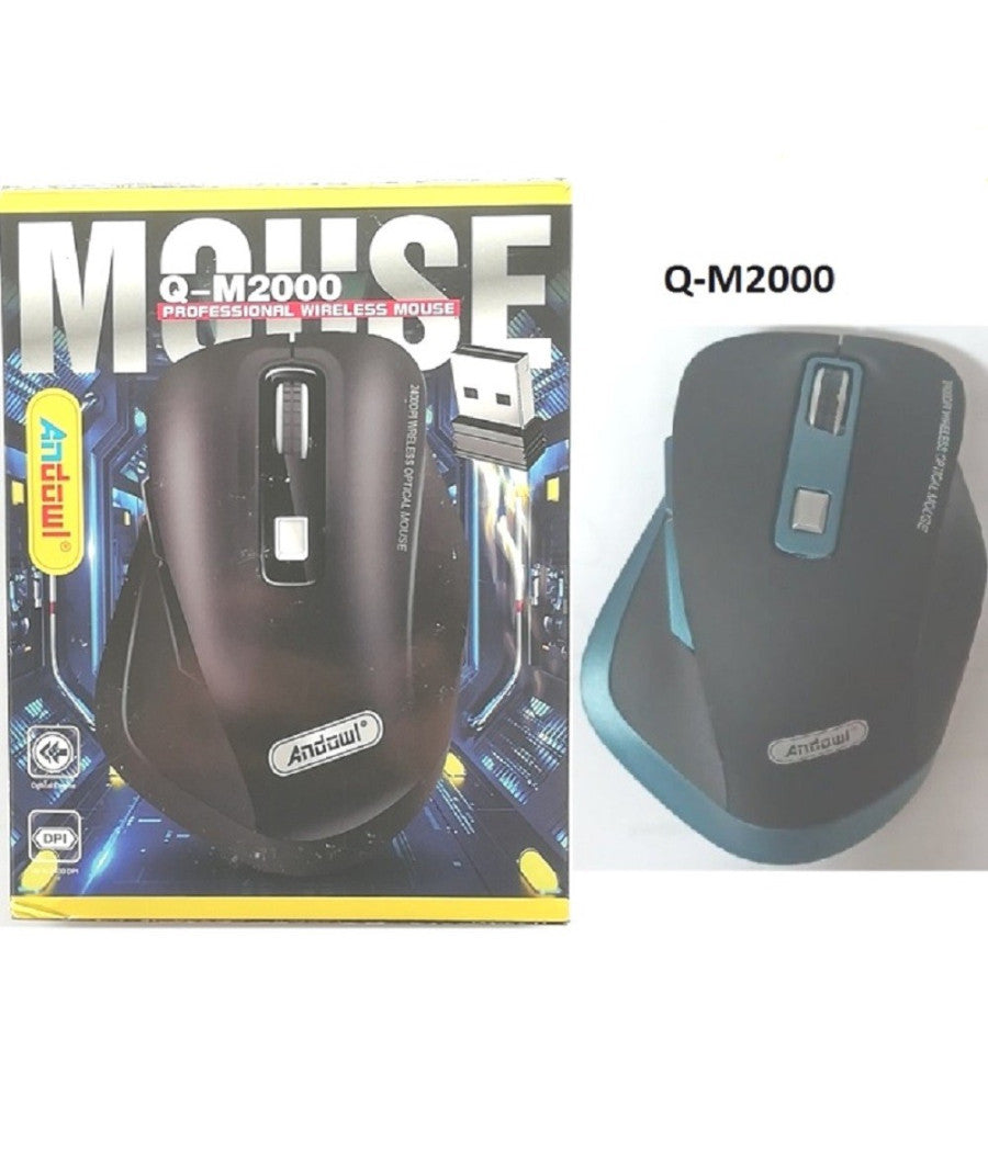 Mouse Wireless Ottico Professionale Ergonomico 2400dpi Dongle Usb Per Pc Q-m2000         