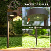 Set 8 Faretti da Esterno a Energia Solare con Illuminazione LED a 3000K, in PP, PS e ABS, 12x10x46 cm, Nero