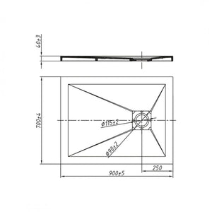 Piatto doccia antracite mineral marmo resina antiscivolo h4 cm *** misure l90 x p70 x h4 cm, confezione 1