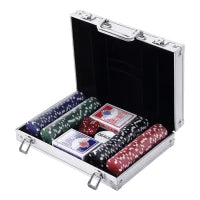 Valigetta Poker Professionale in Alluminio, Set Poker con 200 Fiches e 2 Mazzi per Texas hold'em e Blackjack
