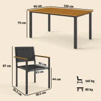 Set da Giardino 7 Pezzi con Tavolo da Pranzo e 6 Sedie Impilabili con Braccioli, Teak
