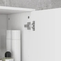 kleankin Colonna Bagno con Cassetto, 2 Ripiani Aperti e 2 Armadietti a 2 Livelli, in Legno, 30x30x180 cm, Bianco Lucido