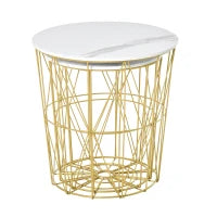 Set 2 Tavolini da Salotto Moderni Impilabili con Ripiano Rimovibile, Tavolino da Caffè con Contenitore per Soggiorno e Camera, Bianco Oro
