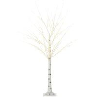 Albero di Natale Bianco con Luci LED e 12 Rami per Interni ed Esterni, in PP e Metallo, 22x22x150 cm