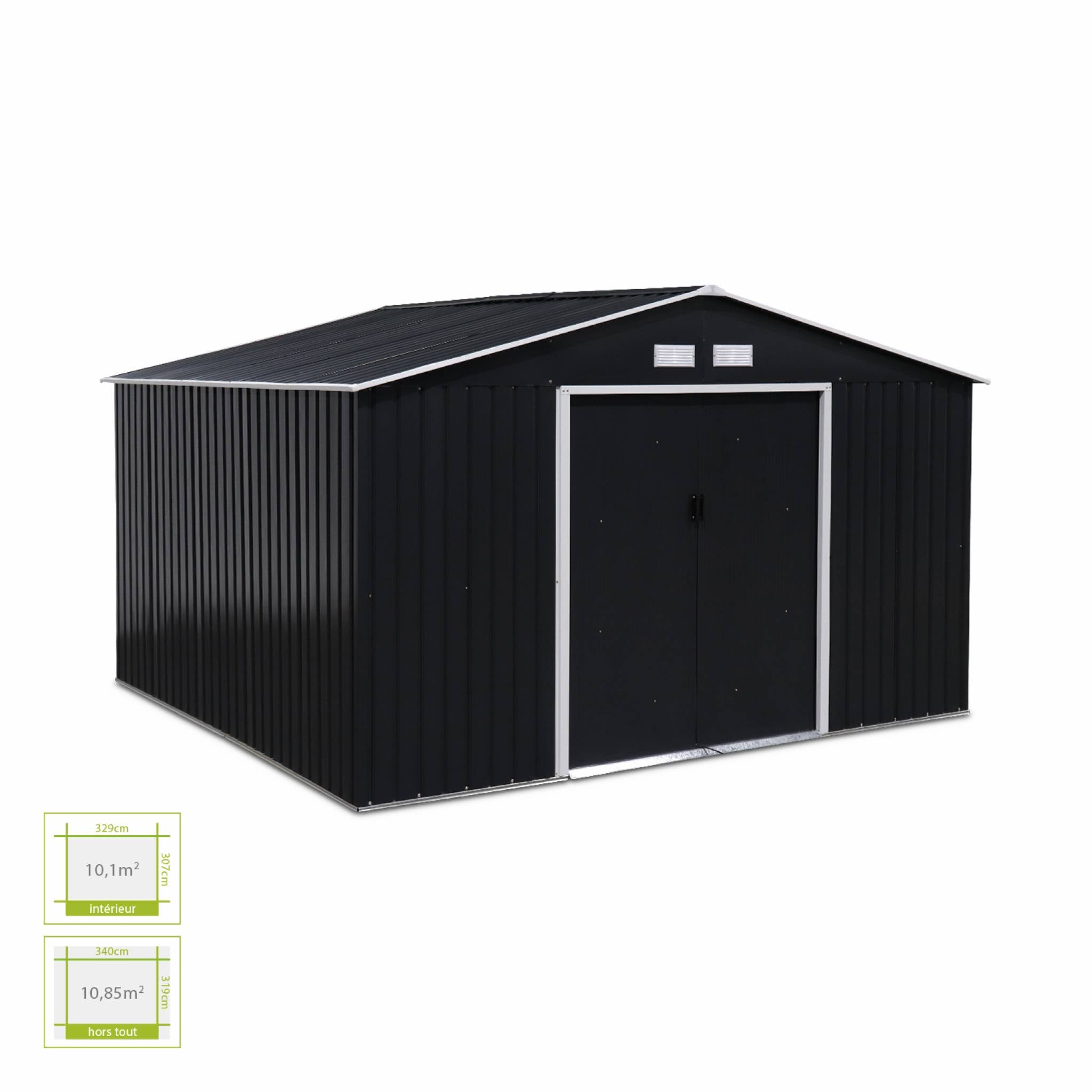 Capanno da giardino in metallo, 10.85m², antracite