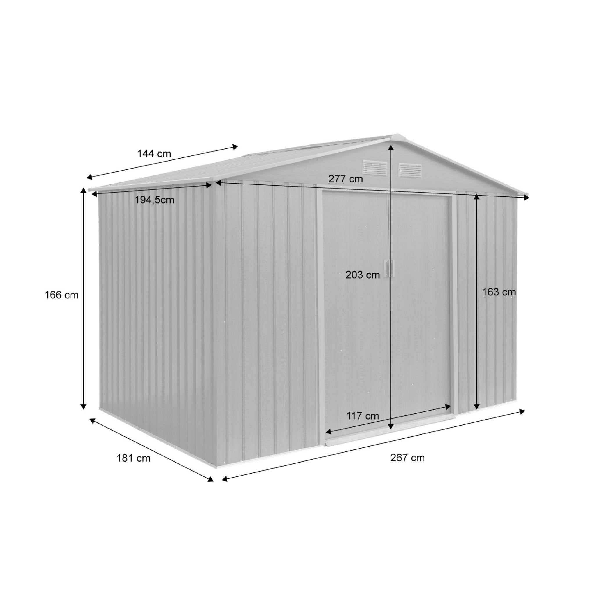 Casetta da giardino in metallo con kit di ancoraggio, 5.9m², marrone