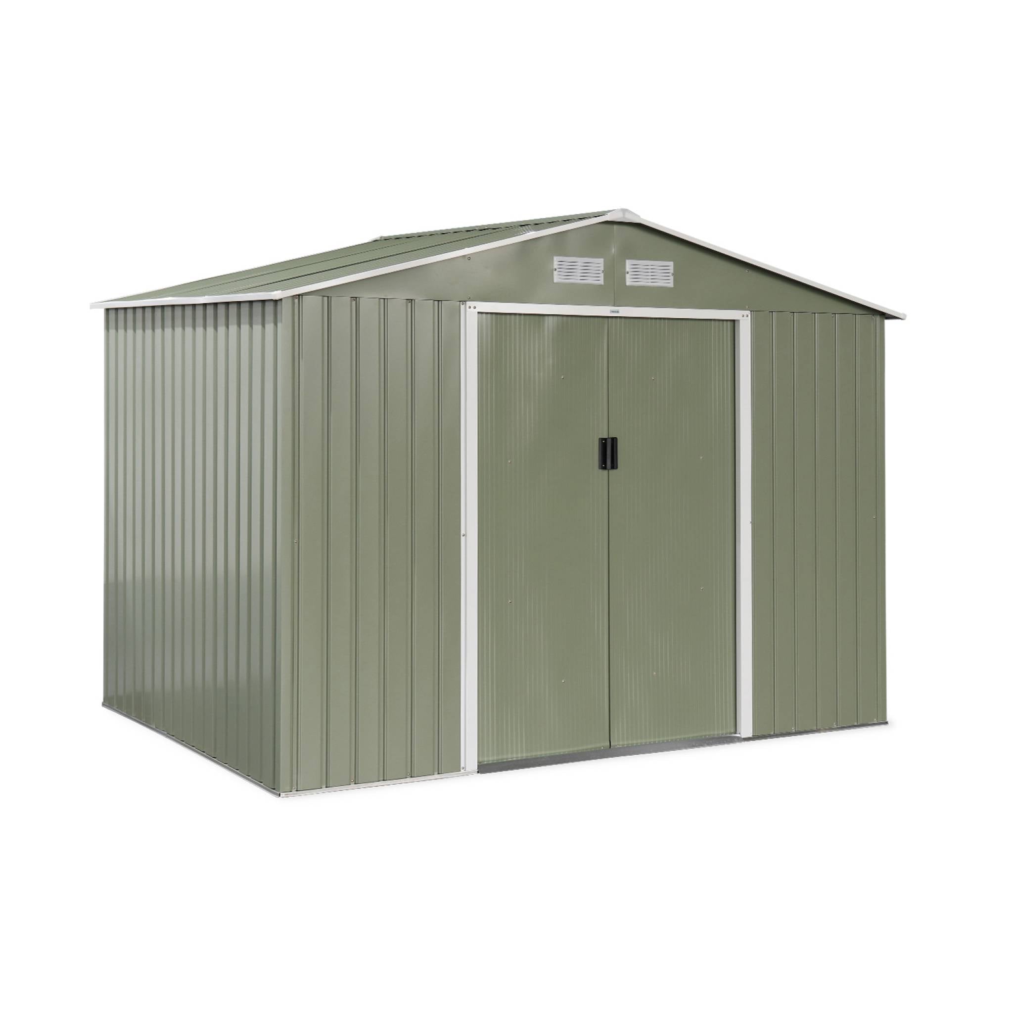 Casetta da giardino in metallo con kit di ancoraggio, 5.9m², verde e