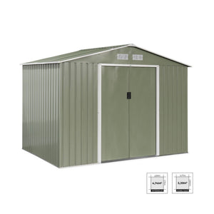 Casetta da giardino in metallo con kit di ancoraggio, 5.9m², verde e