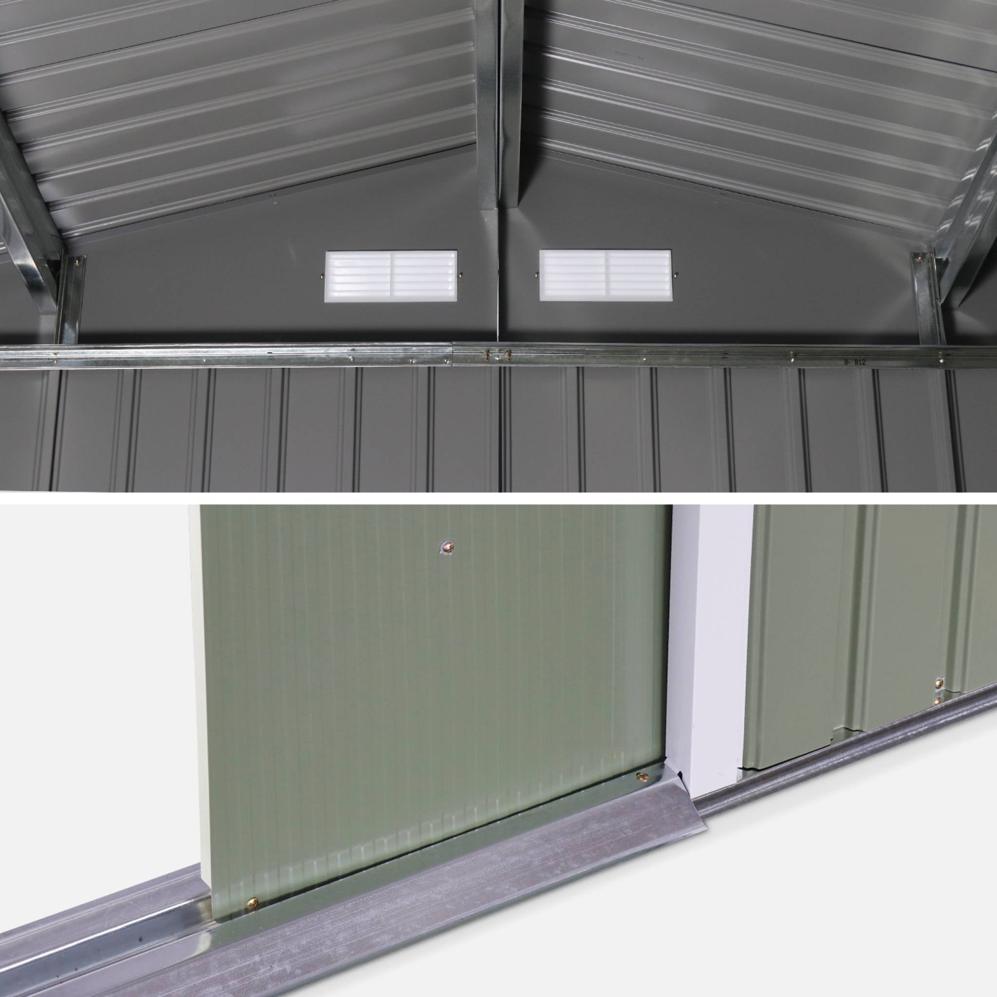 Casetta da giardino in metallo con kit di ancoraggio, 5.9m², verde e