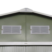 Casetta da giardino in metallo con kit di ancoraggio, 5.9m², verde e