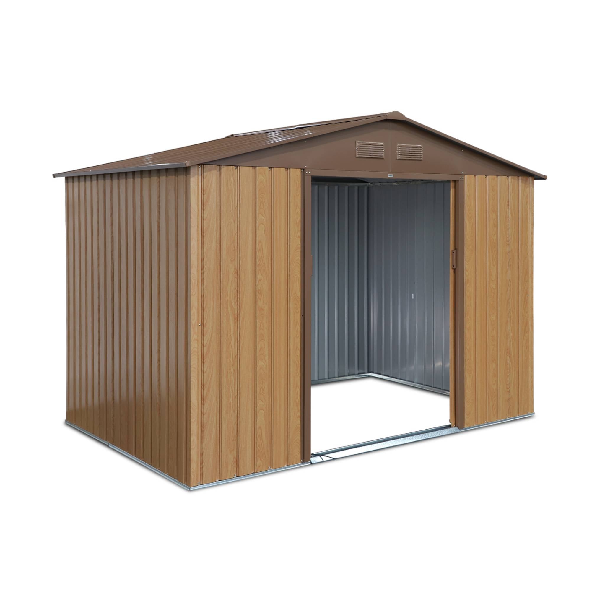 Casetta da giardino in metallo con kit di ancoraggio, 5.9m², quercia