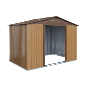 Casetta da giardino in metallo con kit di ancoraggio, 5.9m², quercia