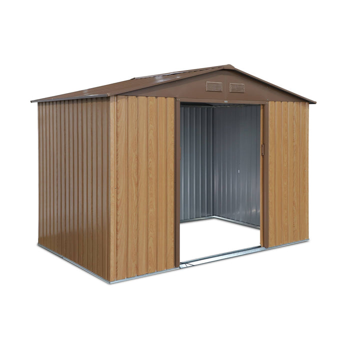 Casetta da giardino in metallo con kit di ancoraggio, 5.9m², quercia