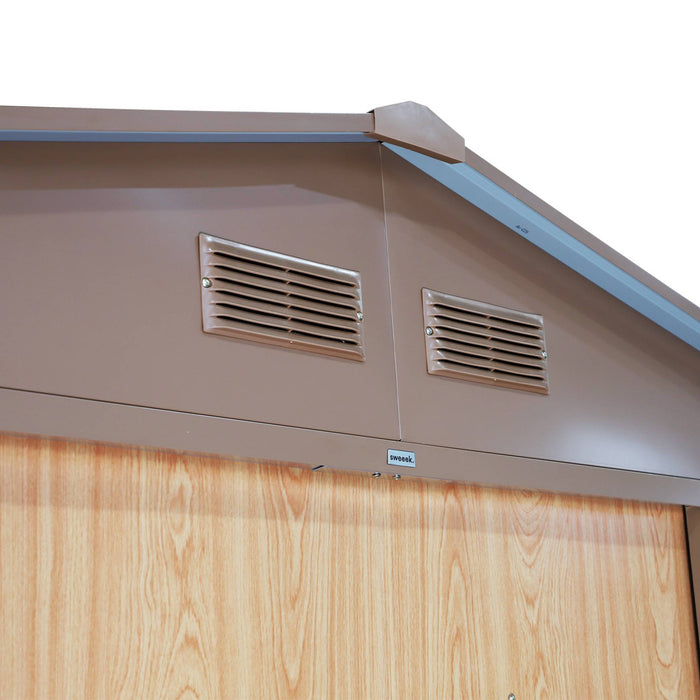 Casetta da giardino in metallo con kit di ancoraggio, 5.9m², quercia